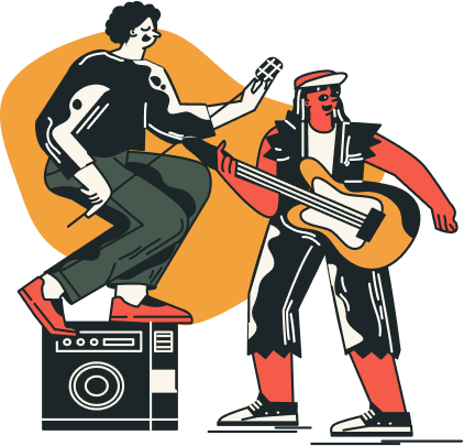 Two people dancing to music